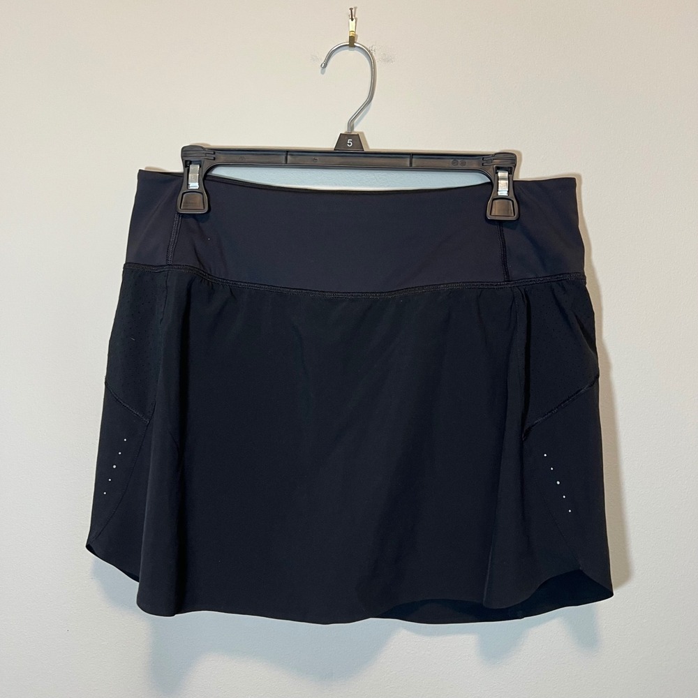 Athleta Run With It Skort Women's Medium Black Active Running Tennis Pocket